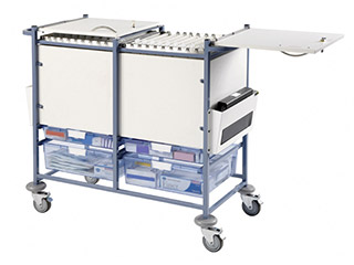 Medical Notes Trolley (Large) with Enclosed Sides & Hinged Locking Tops