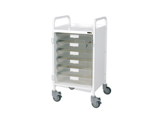Vista 40 White Clinical Trolley - 5 Single Clear Trays