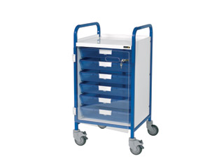 Vista 50 Blue Clinical Trolley - 6 Single Blue Trays