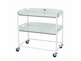 Dressings Trolley - 2 Glass Effect Safety Trays
