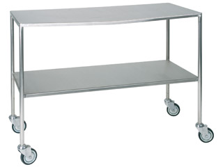 Dressing Trolley 1220mm (W) - Stainless Steel with Two Fixed Shelves All Edges Down (Flat)