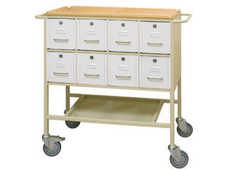 Drug Trolley with 16 Lockable Drawers (8 each side)